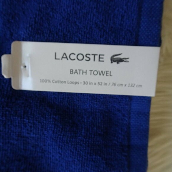 NWT Lacoste Bath Towel Big Crocodile Alligator Logo 30"x52" Blue - Picture 5 of 9